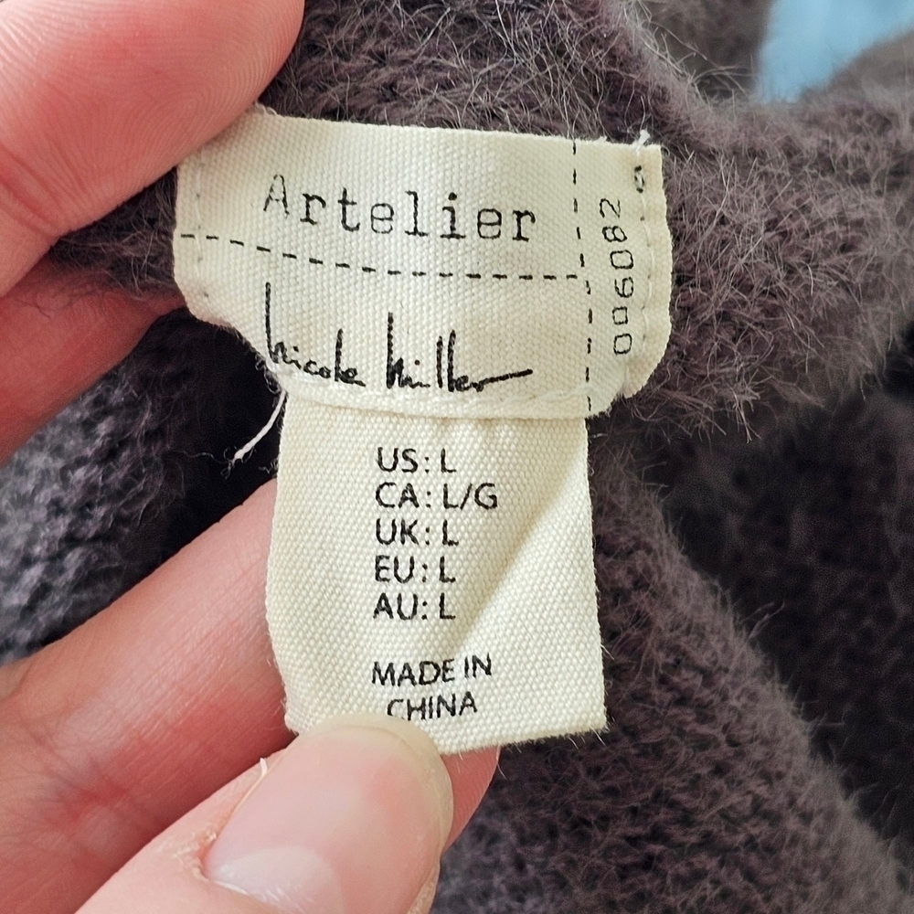 Nicole Miller Artelier Fuzzy Long Length Fur Like Cardigan Sz L - Picture 6 of 8